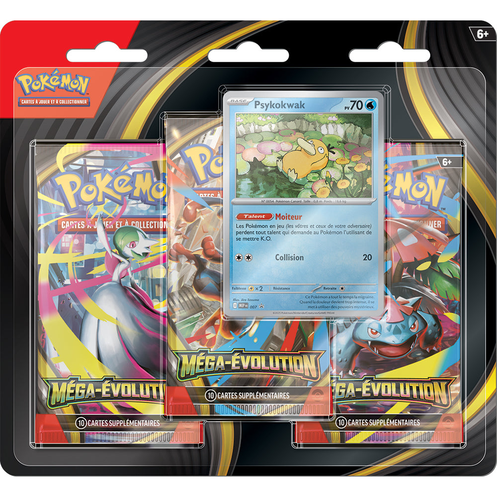 Pokémon|Mega Evolution Tripack de 3 Boosters ME01|Promo Psykokwak|FR