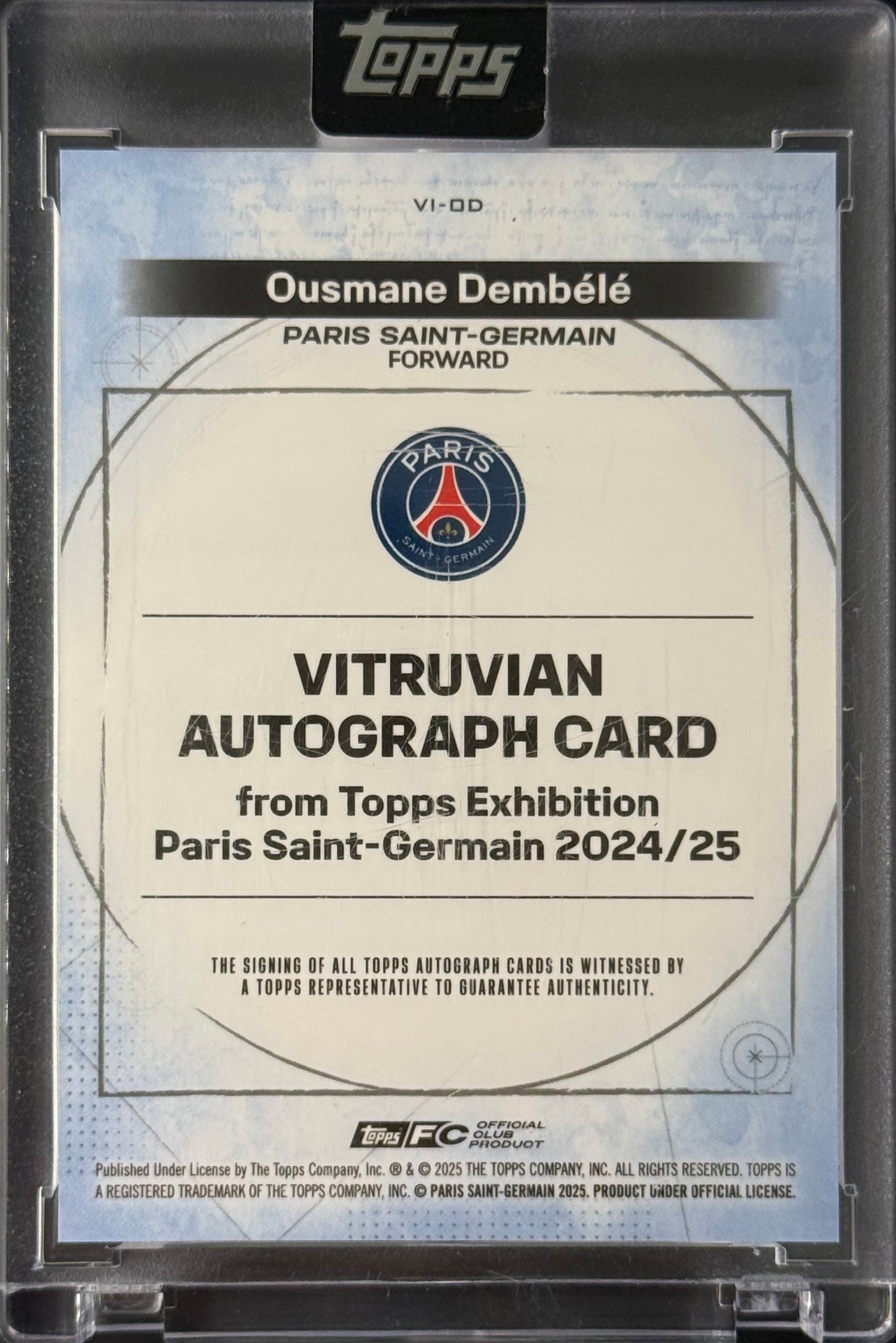 Ousmane Dembélé 14/25 Vitruvian Autograph Card |Topps PSG Exhibiton 2024-2025