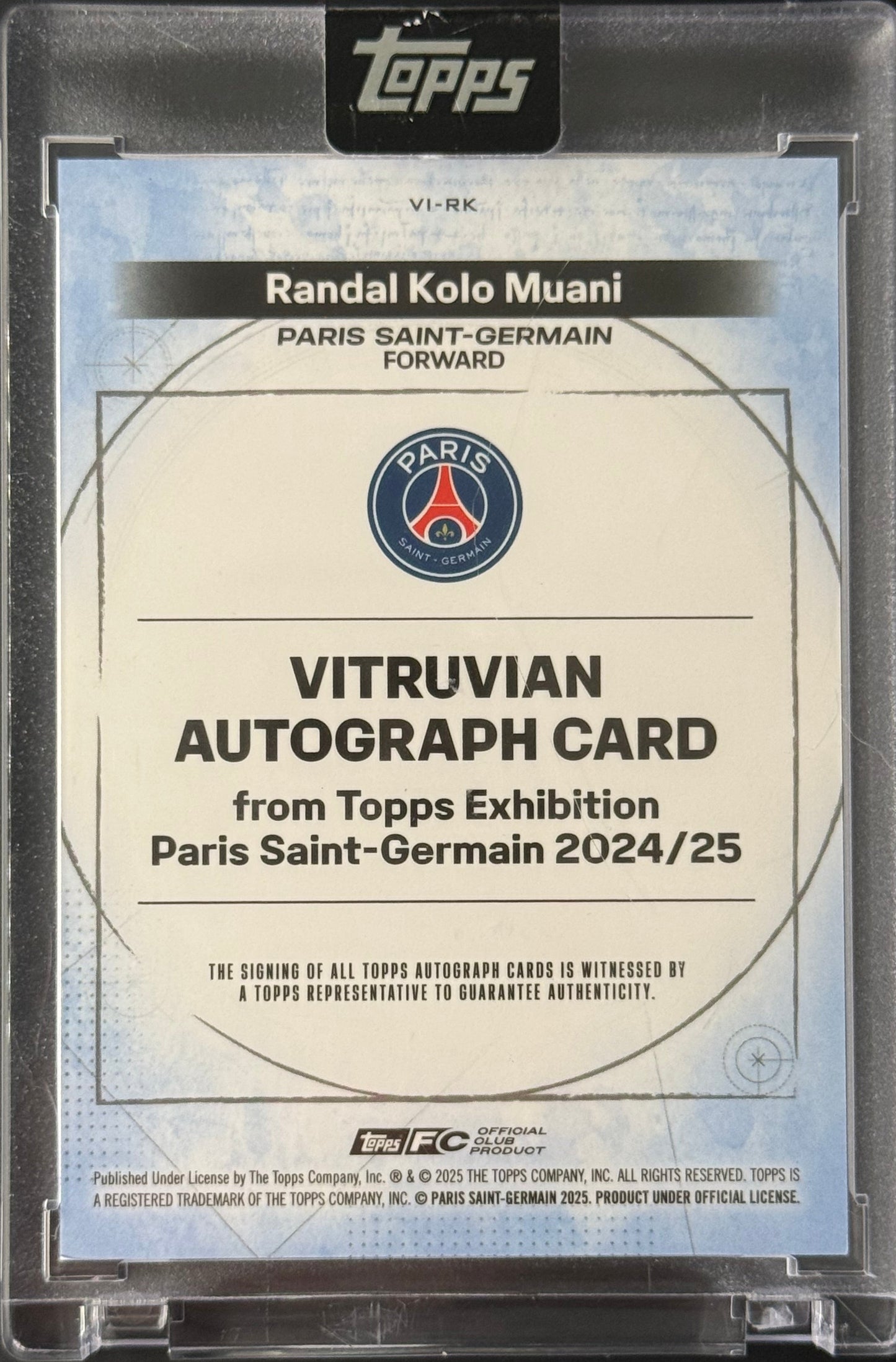 Randal Kolo Muani 12/25 Exhibition Vitruvian Autograph Card |Topps PSG Exhibiton 2024-2025