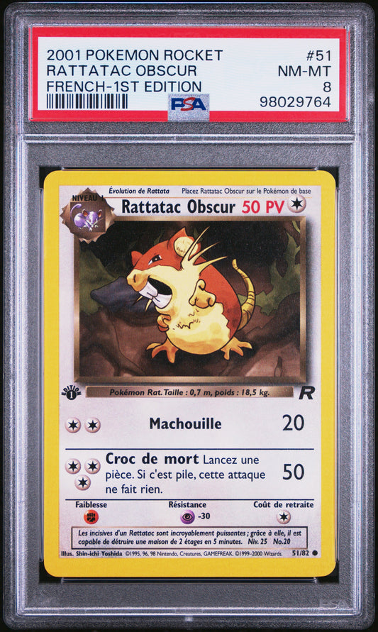 Rattatac Obscur 51/82 Team Rocket Edition 1｜PSA 8