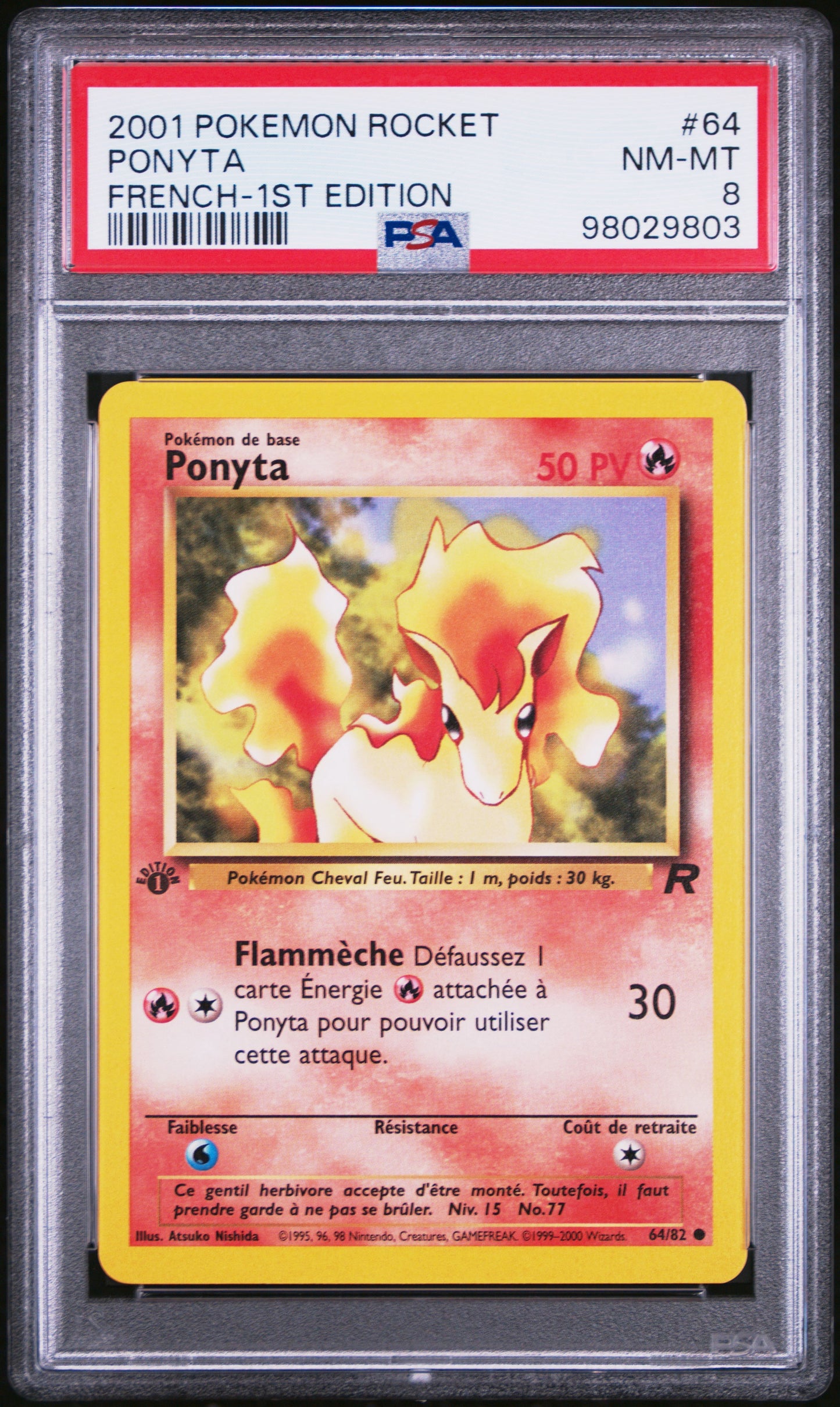 Ponyta 64/82 Team Rocket Edition 1｜PSA 8
