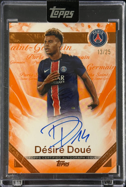 Désiré Doué 12/25 Ruffled Autograph Card ｜Topps PSG Exhibiton 2024-2025
