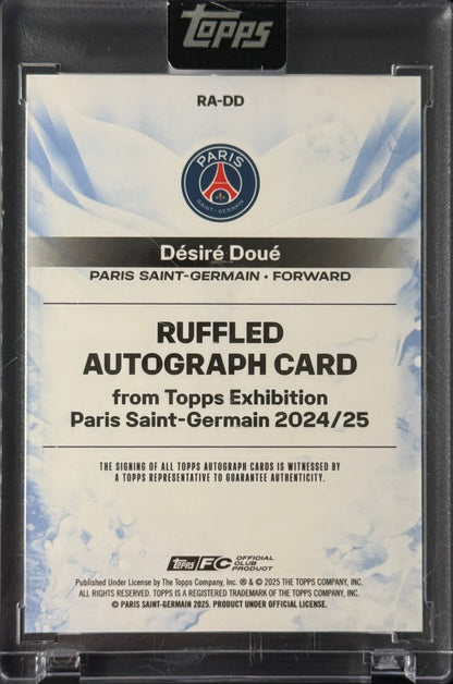 Désiré Doué 12/25 Ruffled Autograph Card ｜Topps PSG Exhibiton 2024-2025