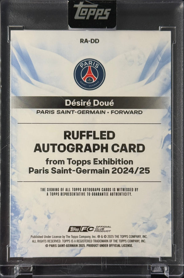 Désiré Doué 12/25 Ruffled Autograph Card ｜Topps PSG Exhibiton 2024-2025