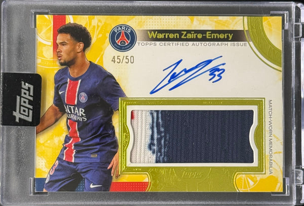 Warre Zaïre-Emery 45/50 Exhibition Autograph Relic Card ｜Topps PSG Exhibiton 2024-2025