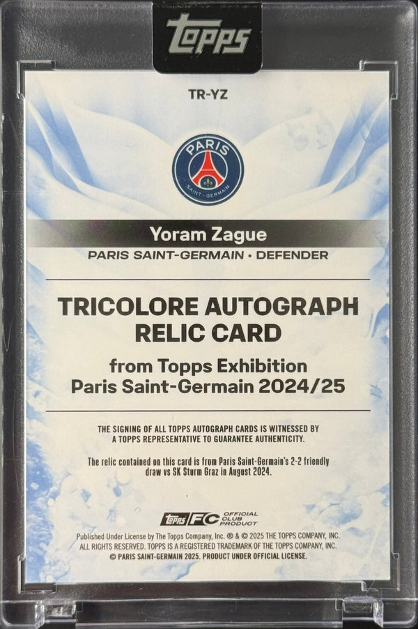 Yoram Zague 1/1 Tricolore Autograph Relic Card ｜Topps PSG Exhibiton 2024-2025