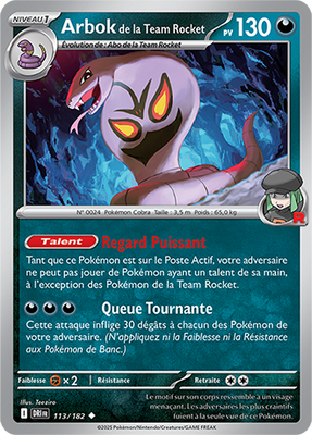 Arbok de la Team Rocket 113/182